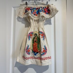 Virgen de Guadalupe Embroidered Floral Kids Dress
